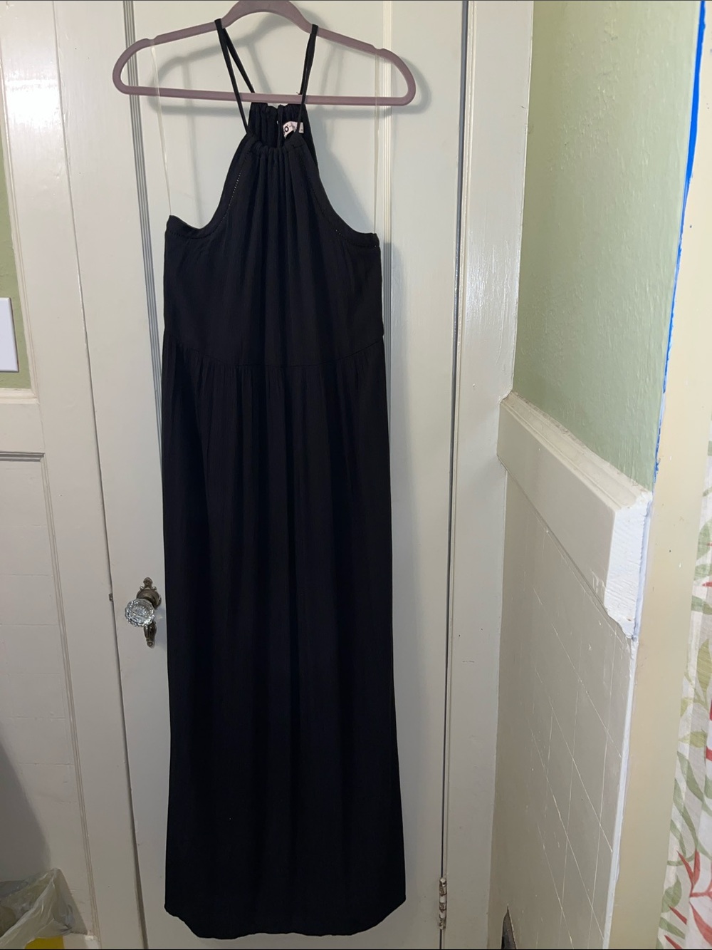 SO Black Halter Maxi Dress with Slim Straps